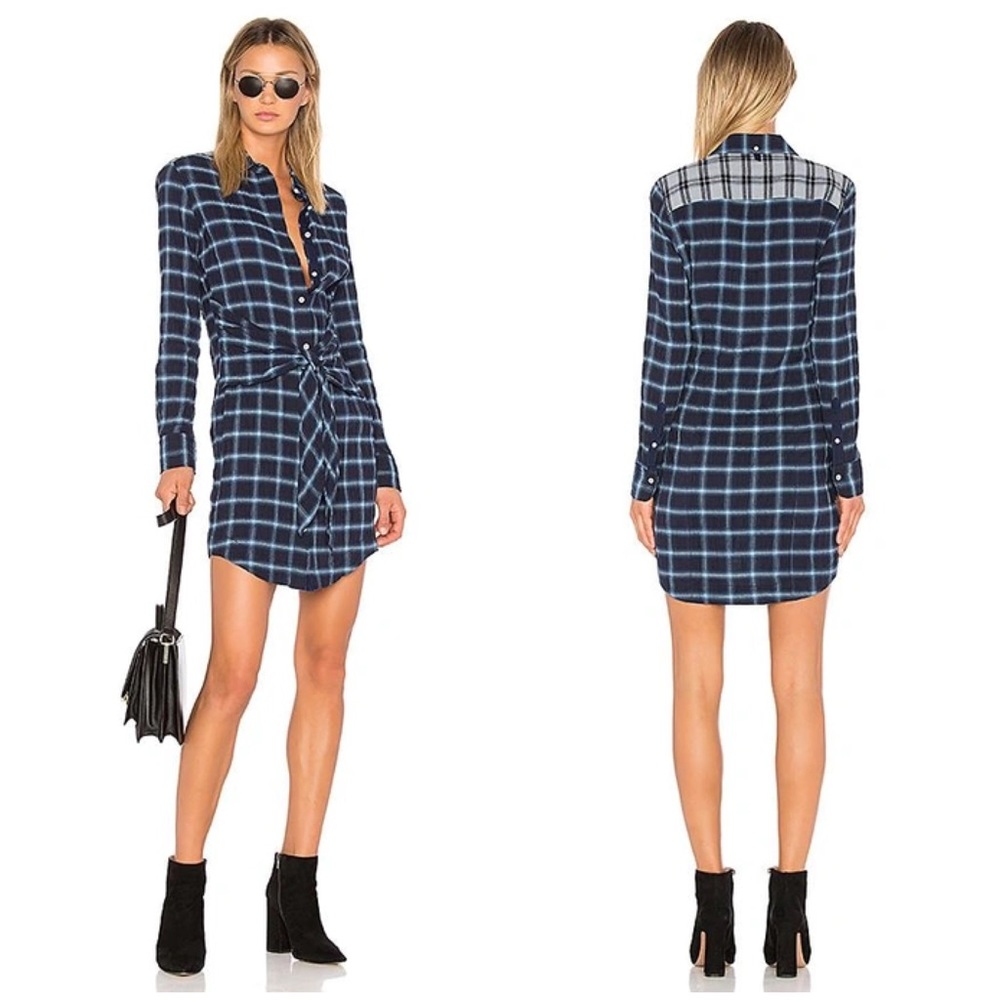 Rag & Bone Sadie Plaid Curved Hem Shirt Dress Women’s S